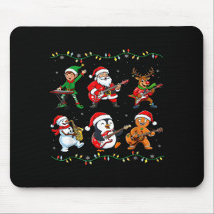 Christmas Band Santa Elf Reindeer Guitar Rock And Mouse Mat