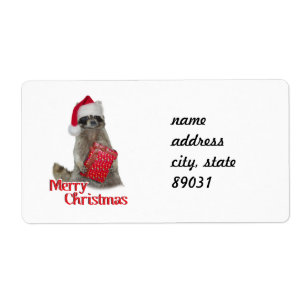 Christmas Bandit Racoon with Present