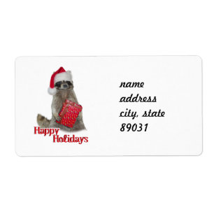 Christmas Bandit Racoon with Present
