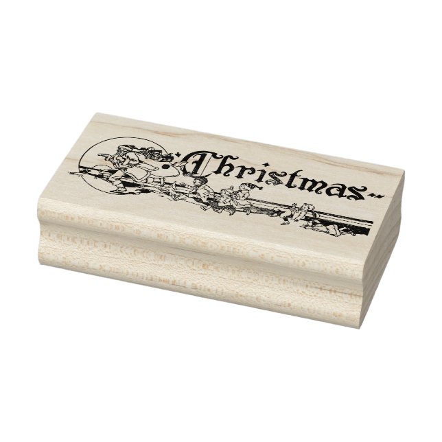 Christmas banner vintage art rubber stamp (Stamp)