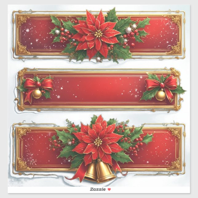 Christmas Banners Featuring Poinsettias (Sheet)
