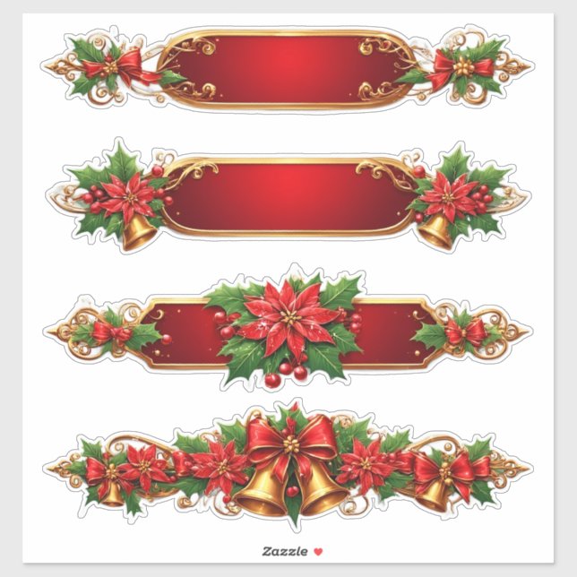 Christmas Banners Featuring Poinsettias (Sheet)