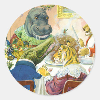 Christmas Banquet in Animal Land Classic Round Sticker