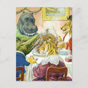 Christmas Banquet in Animal Land Holiday Postcard