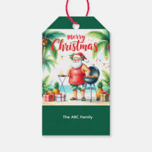 Christmas barbecue Santa Claus BBQ BBQ party Gift Tags