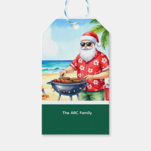 Christmas barbecue Santa Claus BBQ BBQ party Gift Tags
