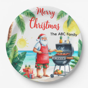 Christmas barbecue Santa Claus BBQ BBQ party Paper Plate