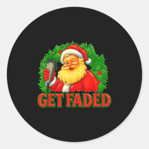 Christmas Barber Get Faded Classic Round Sticker