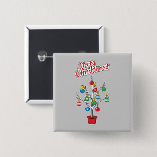 Christmas Bare Branch Tree - Merry Christmas 15 Cm Square Badge