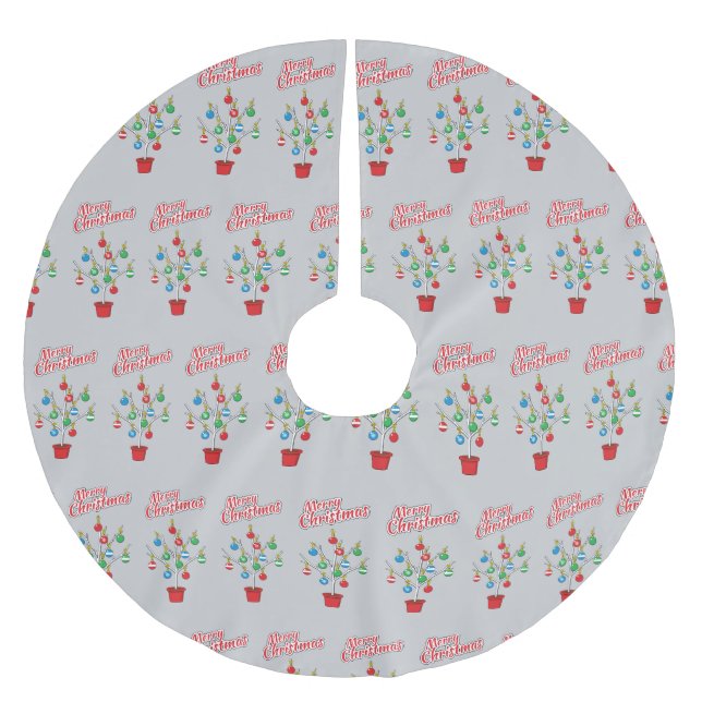 Christmas Bare Branch Tree - Merry Christmas Brushed Polyester Tree Skirt (Front)