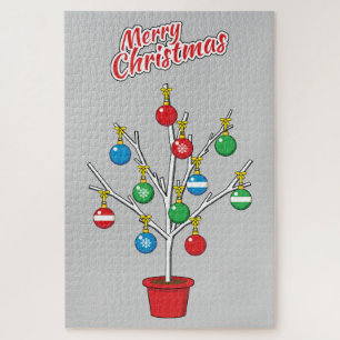 Christmas Bare Branch Tree - Merry Christmas Jigsaw Puzzle