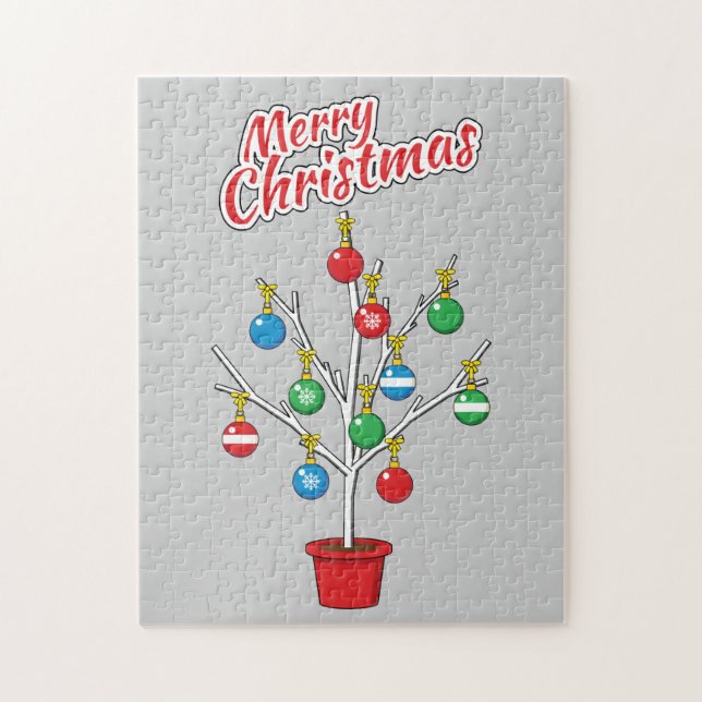 Christmas Bare Branch Tree - Merry Christmas Jigsaw Puzzle (Vertical)
