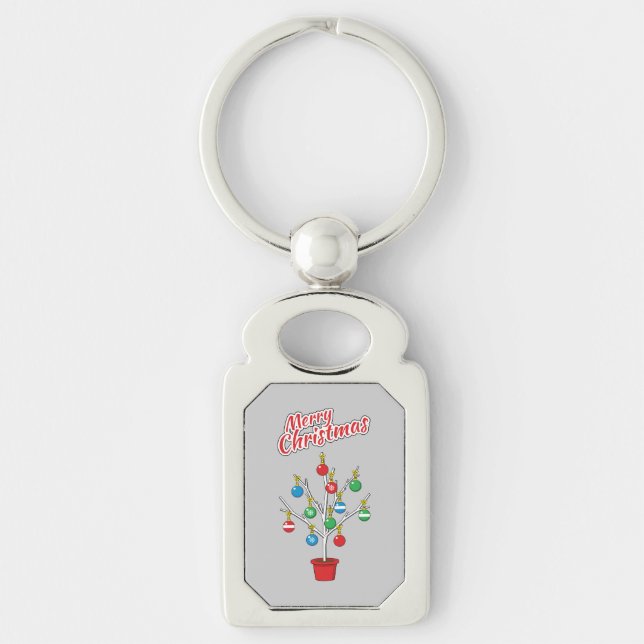 Christmas Bare Branch Tree - Merry Christmas Key Ring (Front)