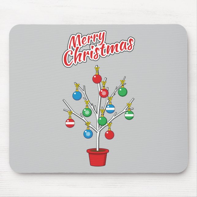 Christmas Bare Branch Tree - Merry Christmas Mouse Mat (Front)