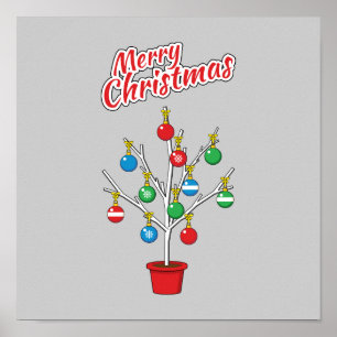 Christmas Bare Branch Tree - Merry Christmas Poster