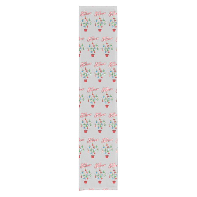 Christmas Bare Branch Tree - Merry Christmas Short Table Runner (Front)