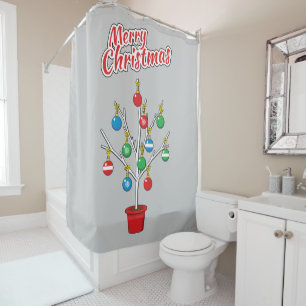 Christmas Bare Branch Tree - Merry Christmas Shower Curtain
