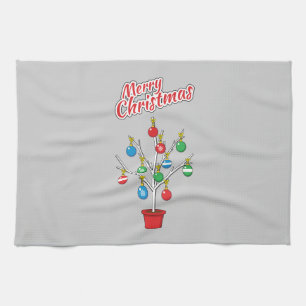 Christmas Bare Branch Tree - Merry Christmas Tea Towel