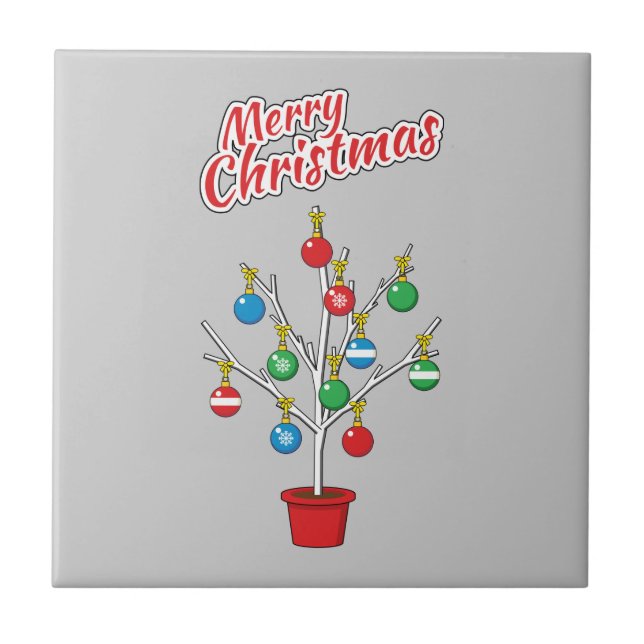 Christmas Bare Branch Tree - Merry Christmas Tile (Front)