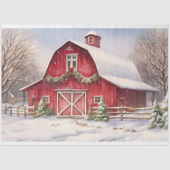 Christmas Barn 4 Decoupage Paper (Front)