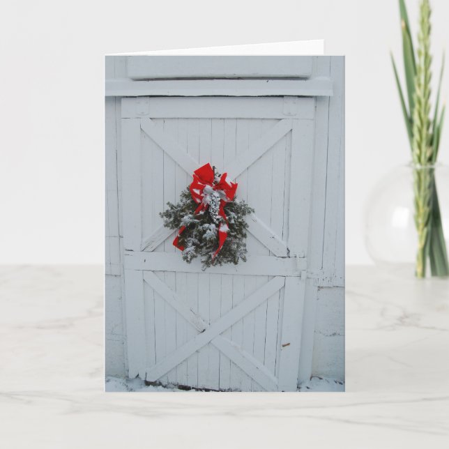 Christmas Barn Door Holiday Card (Front)