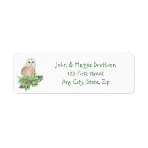 Christmas Barn Owl Bird Nature Custom Art Label