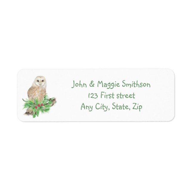 Christmas Barn Owl Bird Nature Custom Art Label (Front)