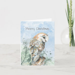 Christmas Barn Owl Greeting Holiday Card