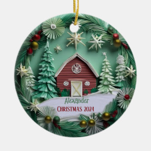Christmas Barn Personalised Ornament