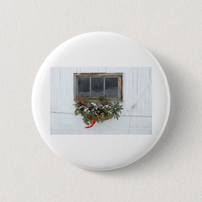 Christmas Barn Window 6 Cm Round Badge (Front)