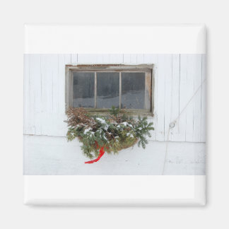 Christmas Barn Window Magnet