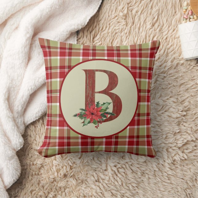 Christmas Barn Wood Letter B Cushion (Blanket)