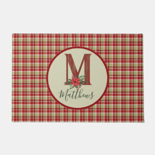 Christmas Barn Wood Letter M Personalised Doormat