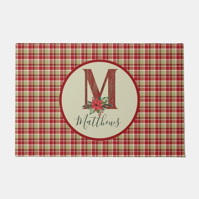 Christmas Barn Wood Letter M Personalised Doormat (Front)