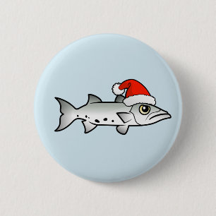 Christmas Barracuda Santa 6 Cm Round Badge