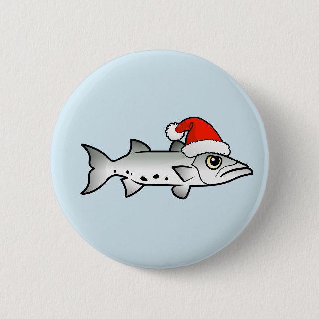 Christmas Barracuda Santa 6 Cm Round Badge (Front)