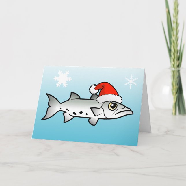 Christmas Barracuda Santa Holiday Card (Front)