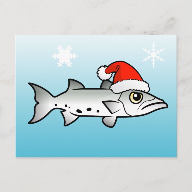 Christmas Barracuda Santa Holiday Postcard (Front)