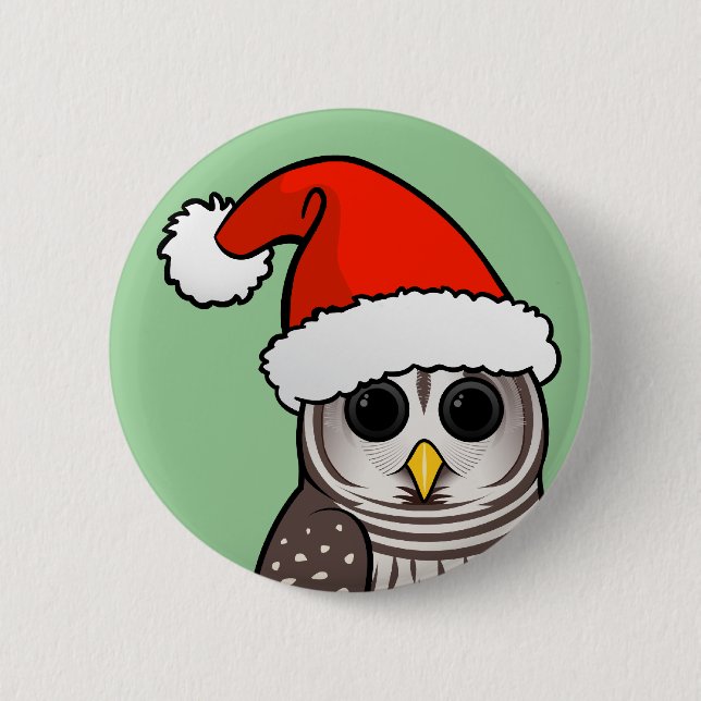 Christmas Barred Owl Santa 6 Cm Round Badge (Front)