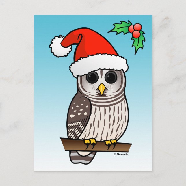 Christmas Barred Owl Santa Holiday Postcard (Front)