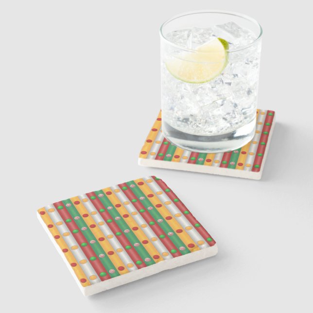 Christmas Bars Stone Coaster (Side)