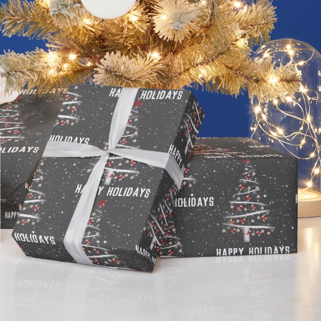 Christmas Baseball and Red Socks Tree Wrapping Paper (Holidays)