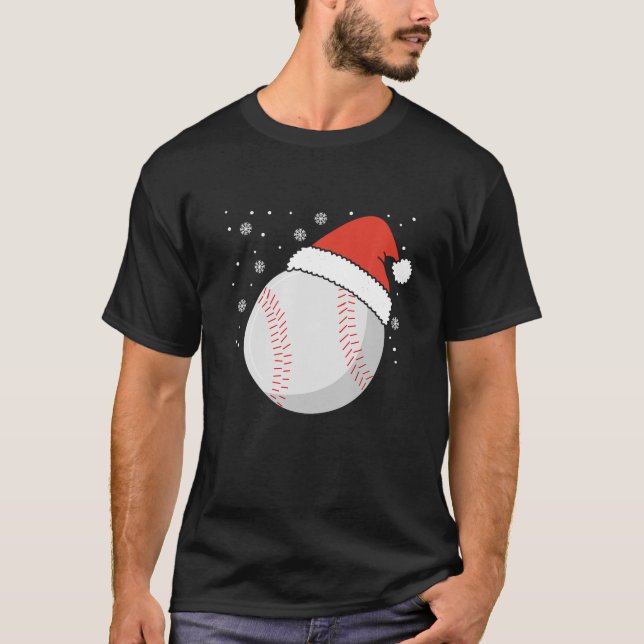 Christmas Baseball Ball Santa Claus Hat Xmas Catch T-Shirt (Front)