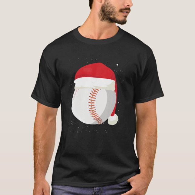 Christmas Baseball Ball Santa Claus Hat Xmas Catch T-Shirt (Front)