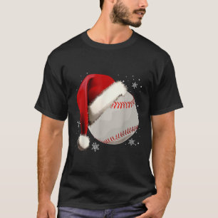 Christmas Baseball Ball Santa Hat Funny Sport Xmas T-Shirt