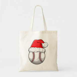 Christmas Baseball Ball Santa Hat Funny Sport Xmas Tote Bag
