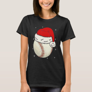 Christmas Baseball Ball Santa Hat Xmas Boys Catche T-Shirt