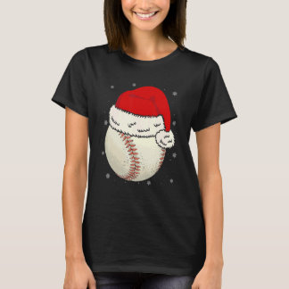 Christmas Baseball Ball Santa Hat Xmas Boys Catche T-Shirt