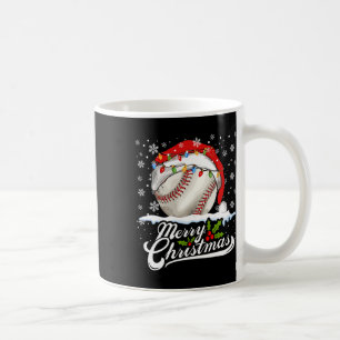 Christmas Baseball Ball Santa Hat Xmas Boys Men Coffee Mug