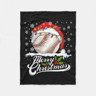 Christmas Baseball Ball Santa Hat Xmas Boys Men  Fleece Blanket